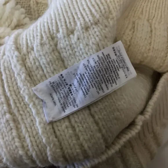 Tory Burch Cream Ivory Cable Knit Wool Fringe Pullover Sweater Women’s Size M - Picture 16 of 16